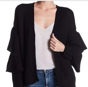 Planet Gold Cardigan Ruffled sleeve sweater